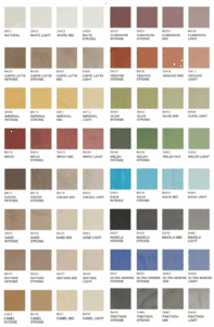 左官材料モールテックスのカラーチャート